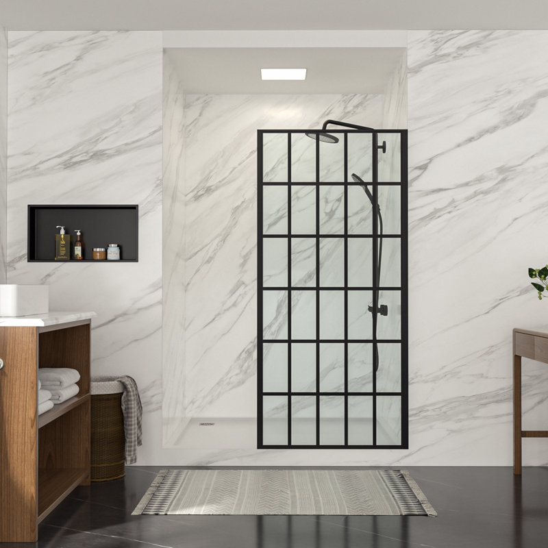 34" - 34 4/5" W x 72" H Frameless Fixed Glass Panel Bathroom Shower Door with Tempered Glass, 72" H x  34" W