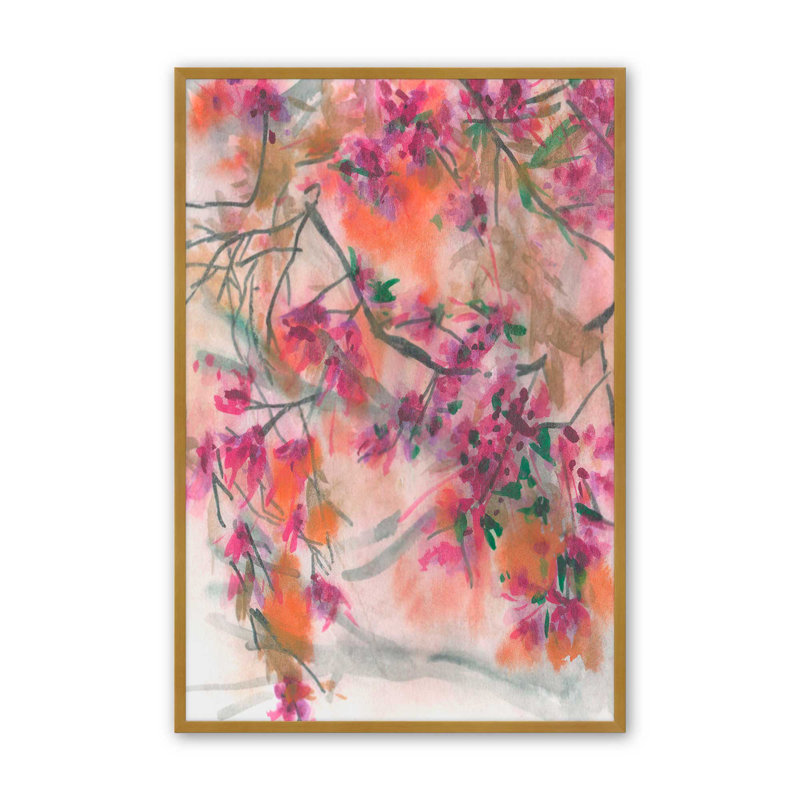 «Plum Drunk II» par Melissa Wang, reproduction d'art, H 36 po x l 24 po, Impression sur cadre ouvert sans papier mat, Doré