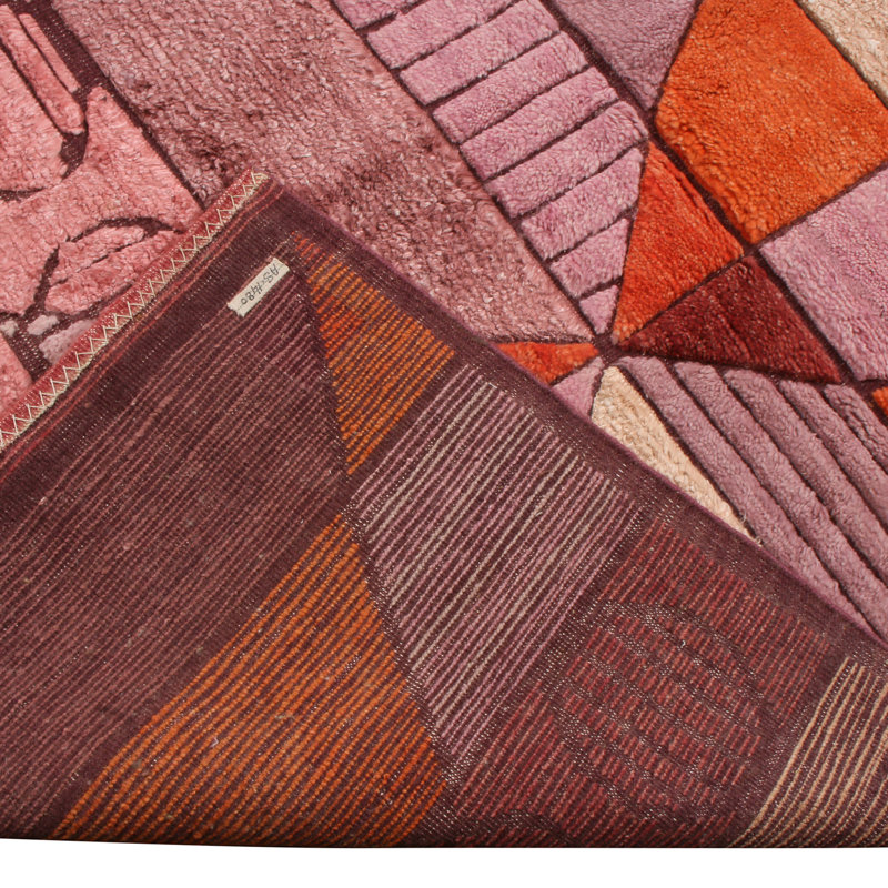 Hand Knotted Wool Geometric Area Rug, Rectangle 10' x 14'