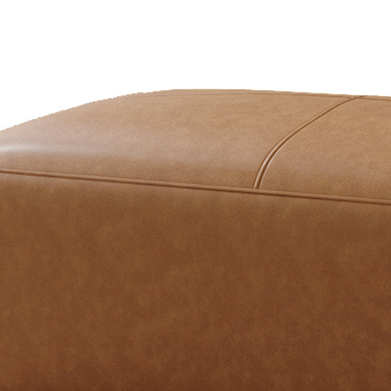 Hustle 110Cm Wide Genuine Leather Rectangle Footstool Ottoman, Brown