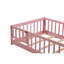 Lit plateforme simple avec clôture et porte, rose