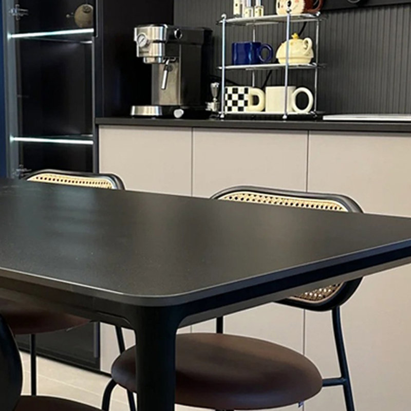 Pure Black Slate Dining Table, 29.13"H x 55.11"L x 31.49"W