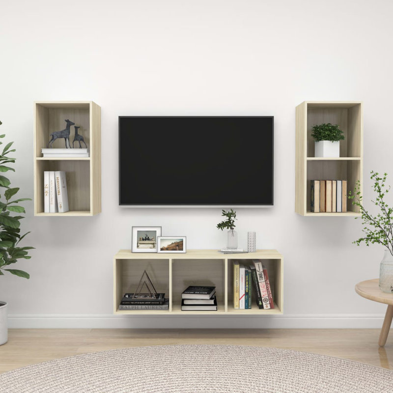 Drayten Unfinished Floating TV Stand for TVs up to 88", Sonoma Oak