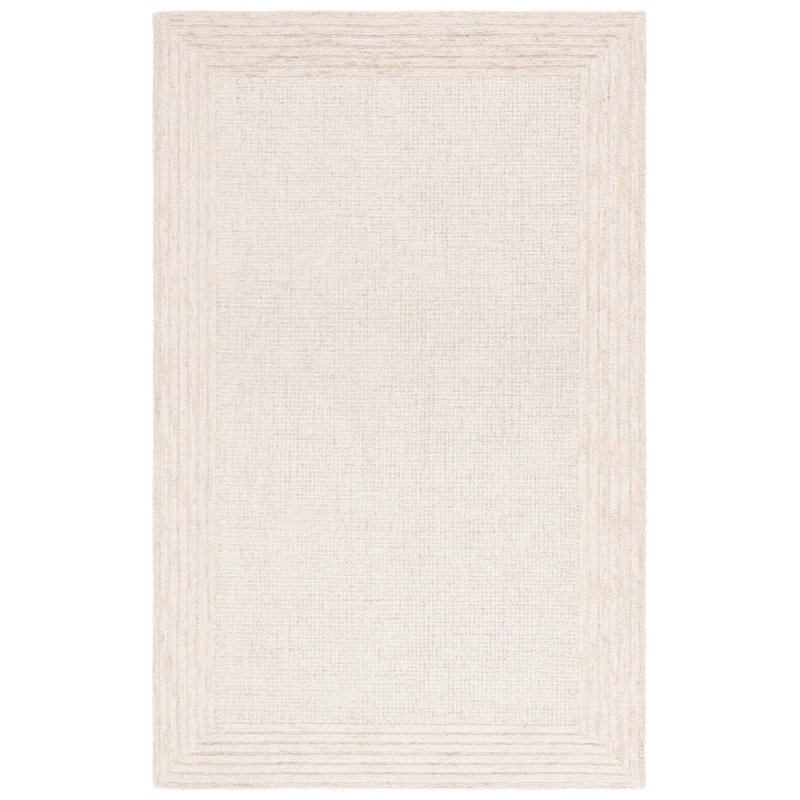 Keldyn Ebony Hand Tufted Wool And Cotton Bordered Rug, Rectangle 5' x 8'