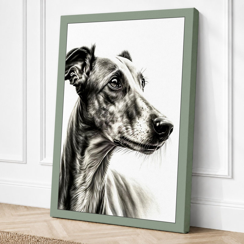 Dignified Sighthound Minimalist - Print, 30x20 - 76.2 x 50.8 cm, Sage Border