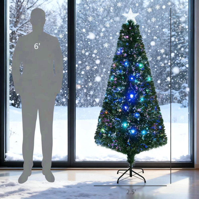 Sapin de Noël artificiel illuminé 6 pi avec branches réalistes