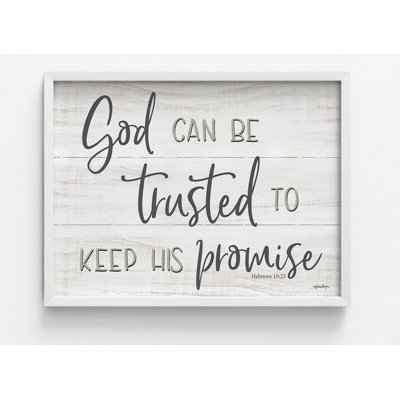 «God Can Be Trusted» par Susie Boyer, affiche Hébreux 10: 23, encadré dans une chambre à coucher, art biblique, impression de très grand verset de la Bible