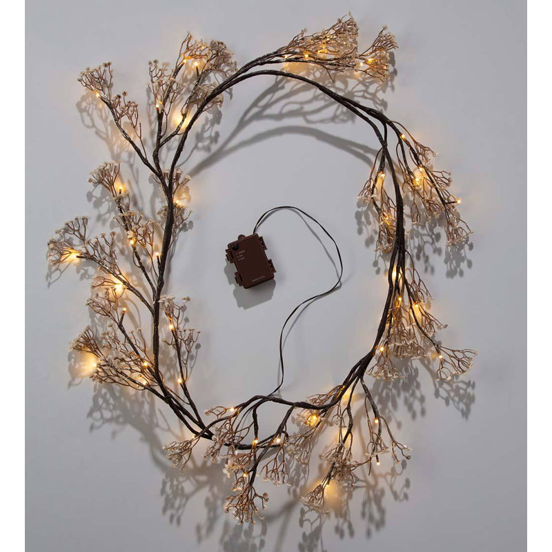 16'' in. Lighted Faux Baby's Breath Garland