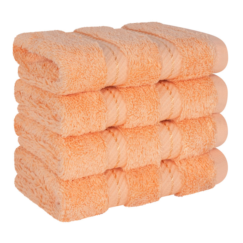 Darcelle 100% Cotton 4-Piece Turkish Washcloth Set, Malibu Peach