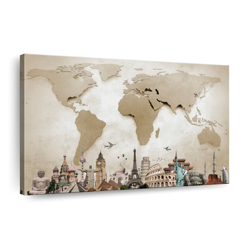 «Neutral Steel World Map», reproduction sur toile, L 24 po x H 36 po