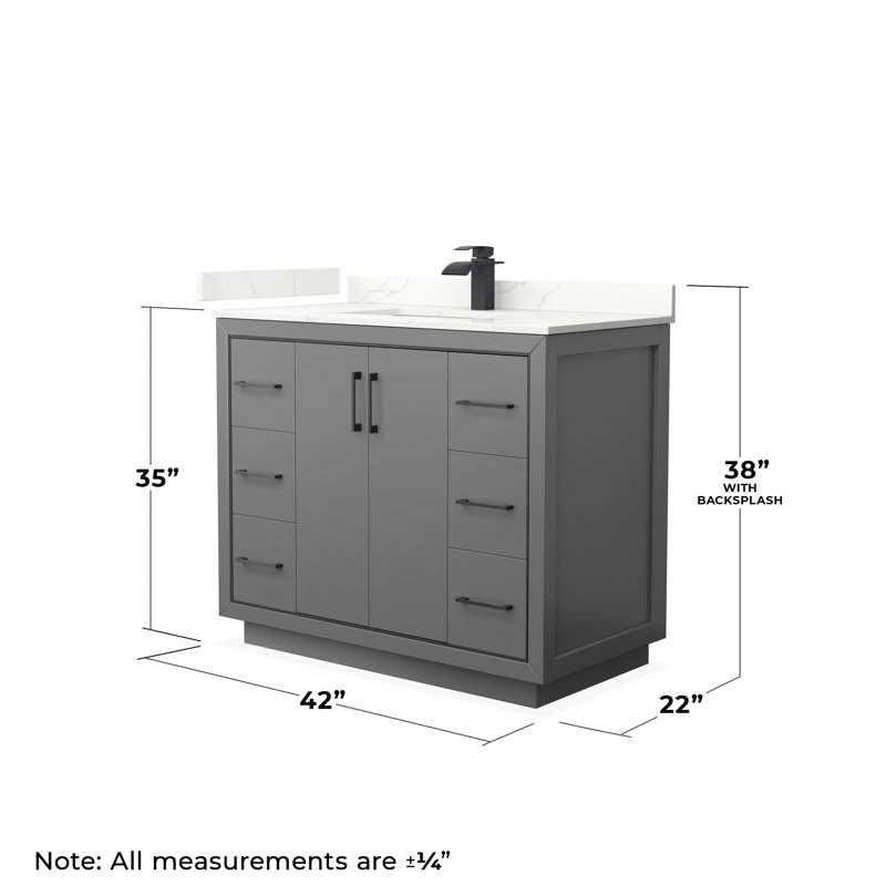 Icon 42'' W Single Vanity, Brushed Nickel, Giotto Quartz, White