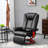 Manual Swivel Recliner Chair, PU Leather Reclining Chair With Footrest For Living Room, Black