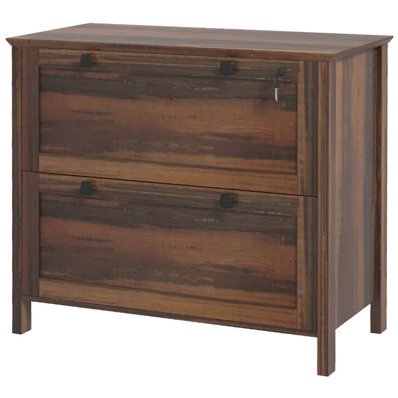 HOMCOM 2 Drawer File Cabinet With Lock, Lateral Filing Cabinet With Keys And Adjustable Hanging Bar For Letter, A4 And Legal Size, File Cabinet For Home Office, Brown