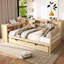 Lit de jour simple d'angle avec tiroirs de rangement et bureau et port de charge et bibliothèque de couleur blanche-302692088