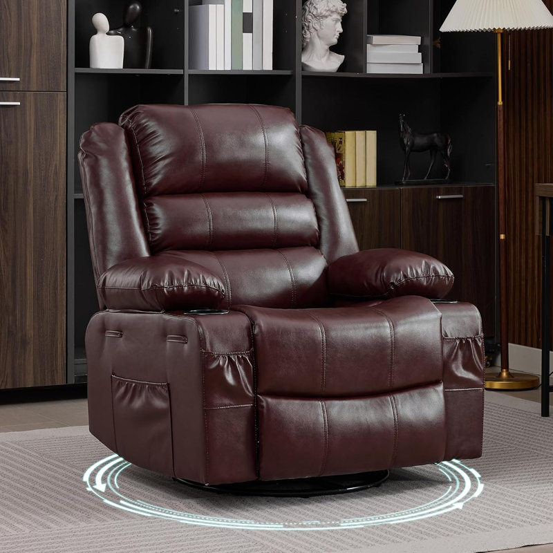 Chaise berçante inclinable pour adultes, polyuréthane, Simili cuir brun clair