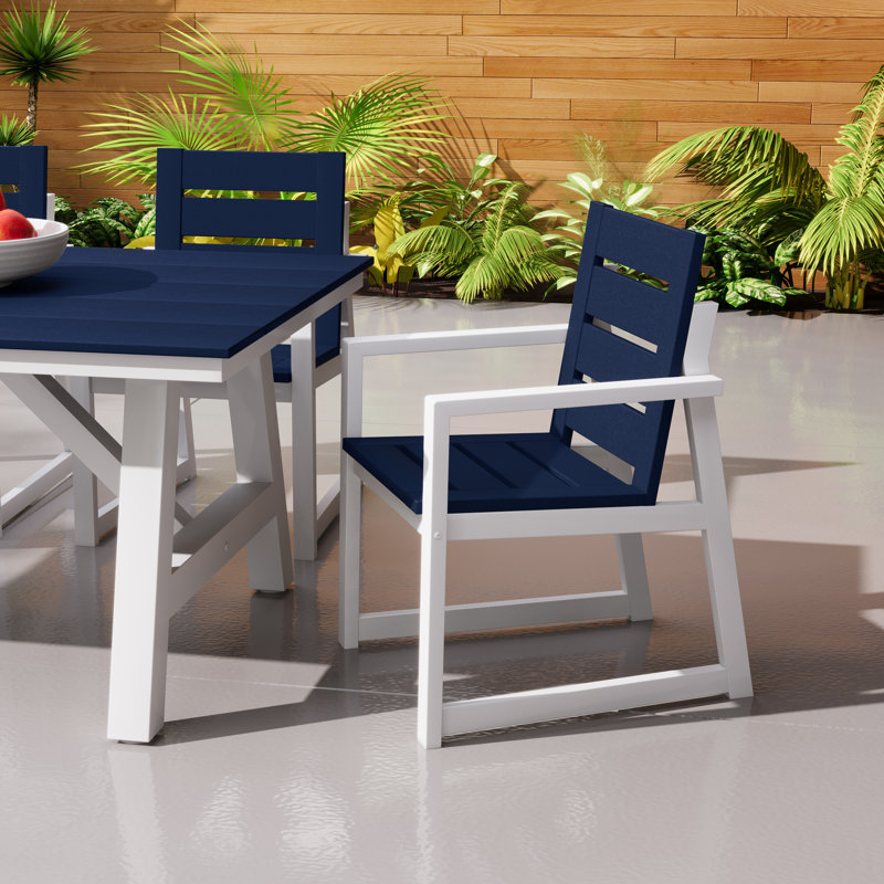 Chaise avec accoudoirs pour l'extérieur, Bleu