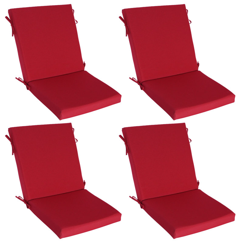 Coussins de chaise d'extérieur 18 po x 36 po x 3,15 po (ensemble de 4), coussin de patio en mousse viscoélastique avec bord en cascade