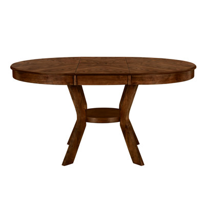 Round Extendable Solid Wood Dining Table