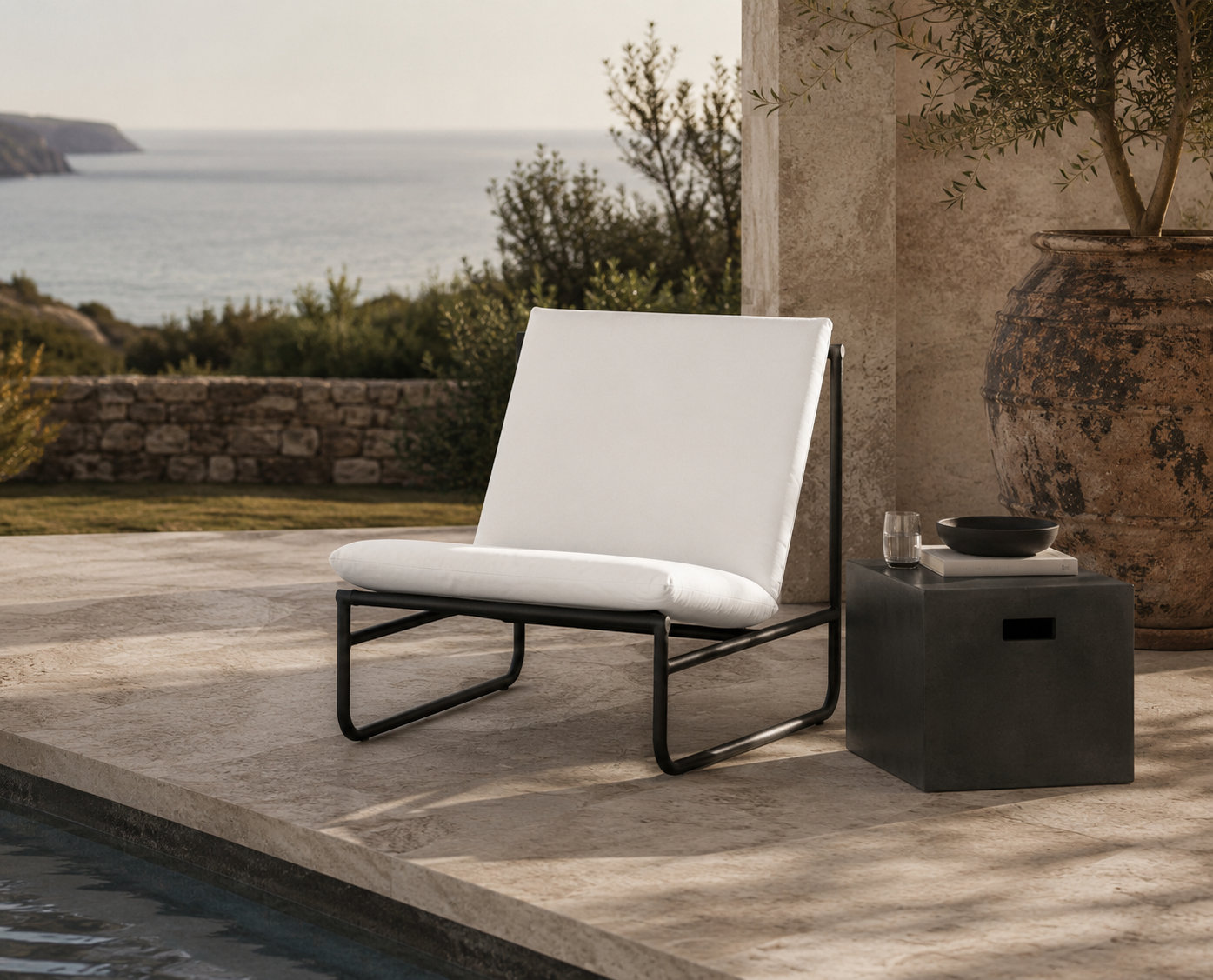 Sean Patio Lounge Chair, Black