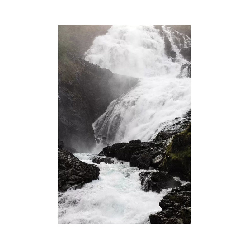 Scenic View Of Waterfall, Kjosfossen, Sogn Og Fjordane County, Norway - Wrapped Canvas Print, 20.32 cm H x 30.48 cm W
