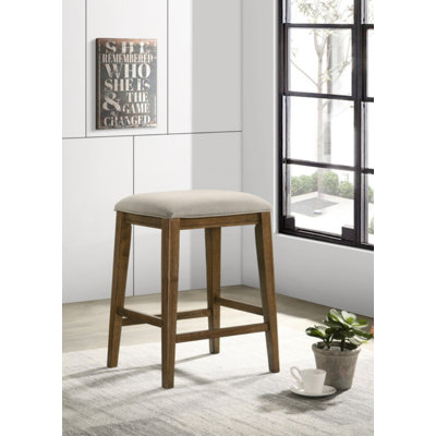 Sasha 17"W Walnut Counter Height Stool With Upholstered Seat