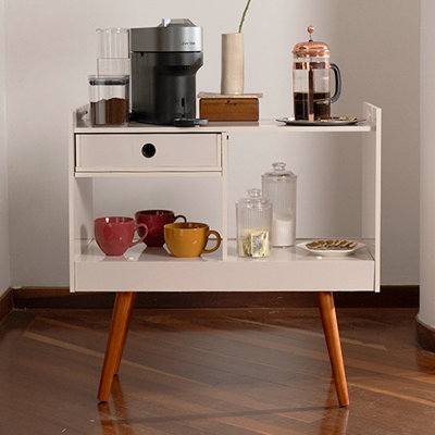 Boahaus Coventry Coffee Bar Cabinet With Drawer And Open Shelves – Space-Friendly Coffee Station Table