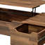 Table basse rectangulaire à plateau relevable avec tiroir de rangement et pieds en métal