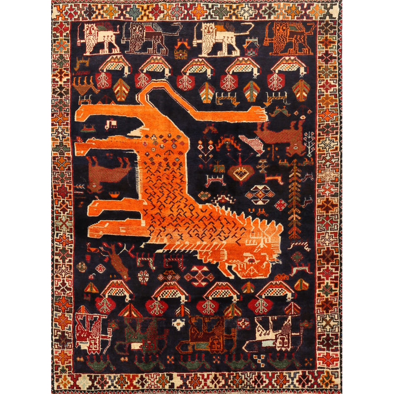 Tapis traditionnel brun / orange, Rectangle 7 pi x 9 pi