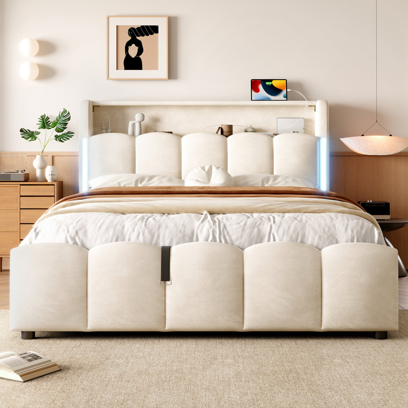 Ottoman Storage Bed, Beige