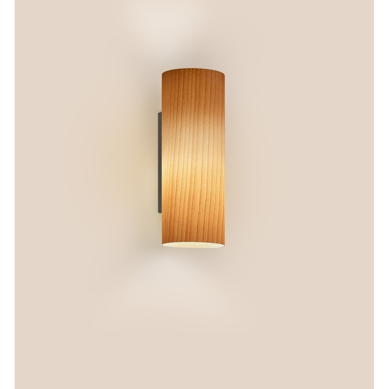 Romanica Slim Wall Sconce, Matte Black, Natural Beech