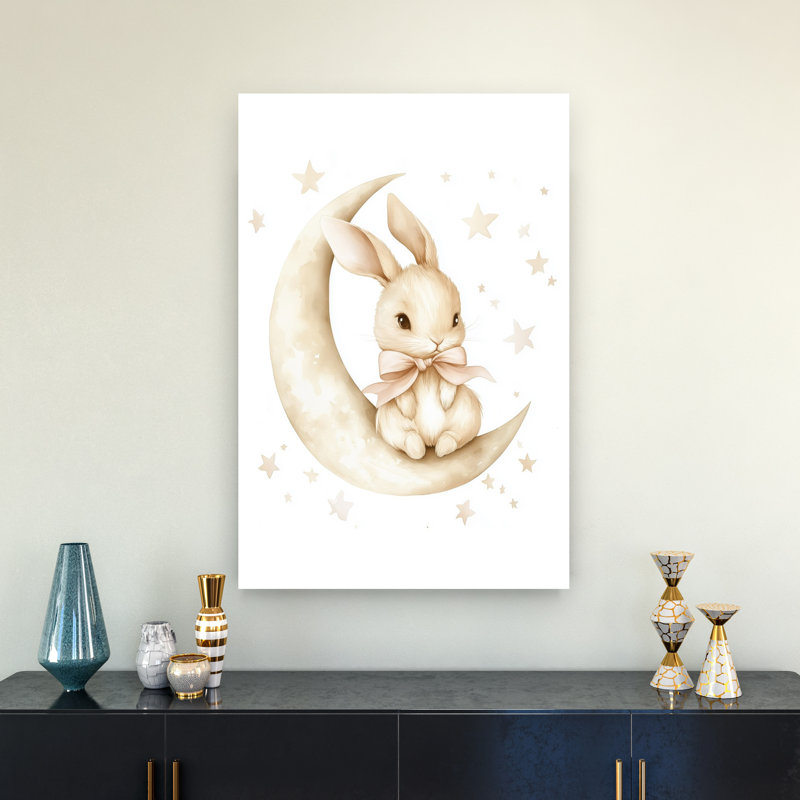 «Baby Bunny Moon», reproduction contemporaine de paysage de forêt de lapin, H 36 po x l 24 po