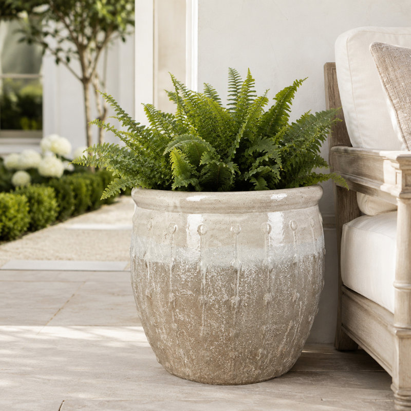23 in. Emperor Planter - White over Greystone