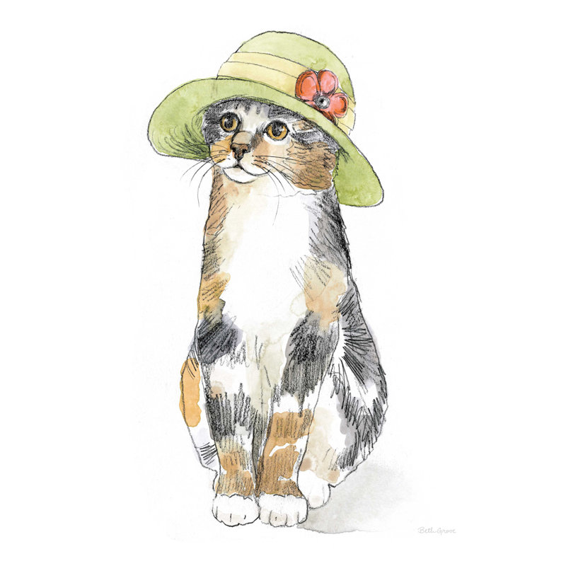 «Fancy Cats III Watercolor», reproduction sur toile tendue, H 16 po x l 12 po