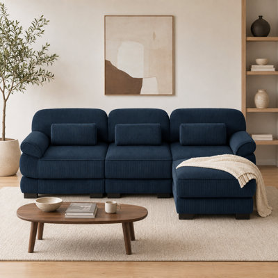 Canapé modulaire en velours côtelé à 3 places Burwell