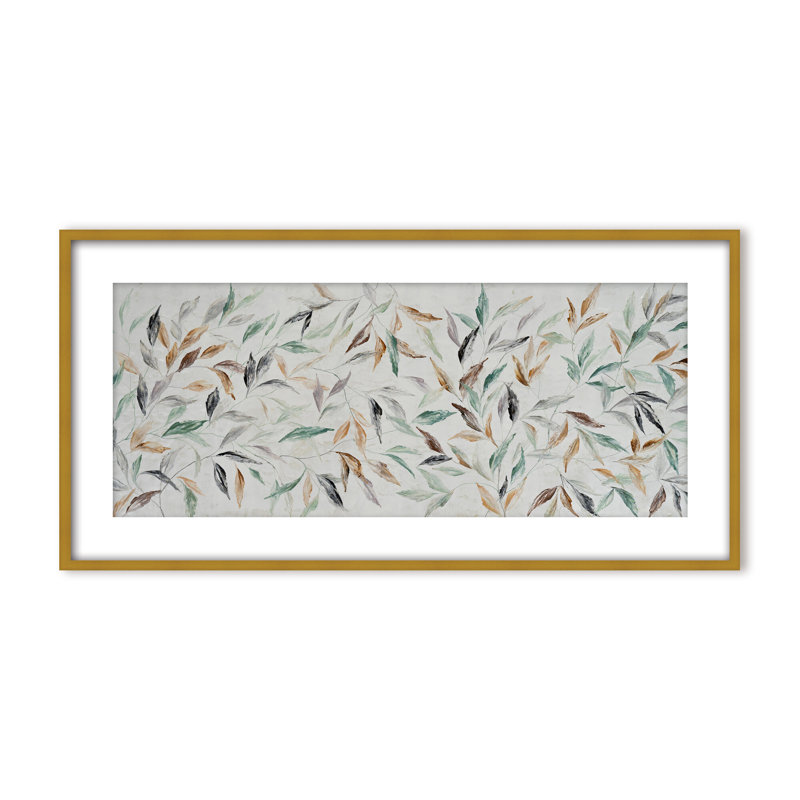 Nature Inspired "Kaleidoscope Fall" Canvas Wall Art By , 8" H x 16" W, Framed Matted Print, Black