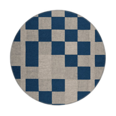 Tapis d'intérieur et d'extérieur à carreaux gris