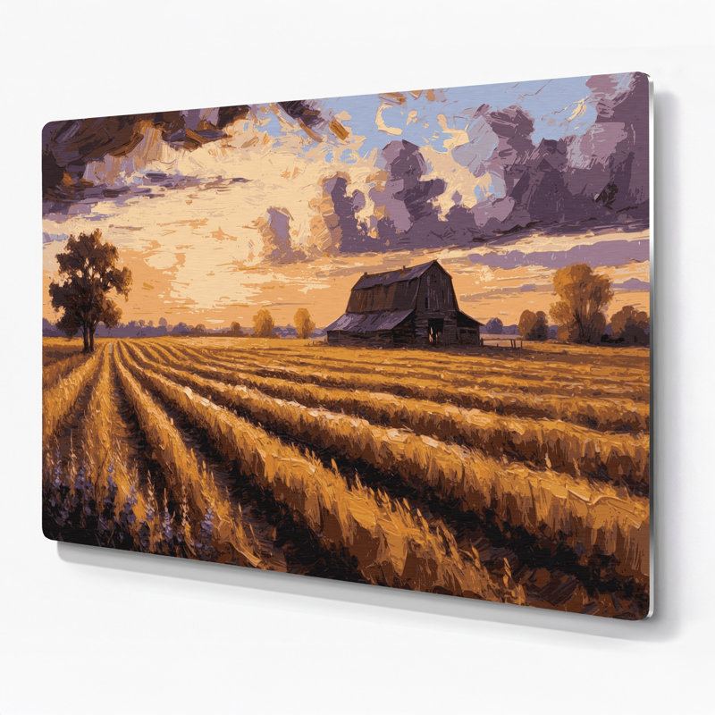 «Farm Evening Sunset», art mural en métal brun, H 11 po x l 14 po