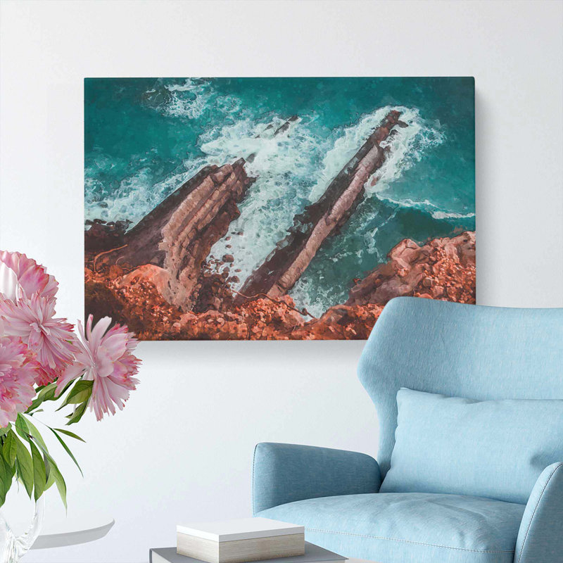 Waves Crashing at Cabo Espichel in Portugal - Wrapped Canvas, 40cm H x 60cm W x 3cm D