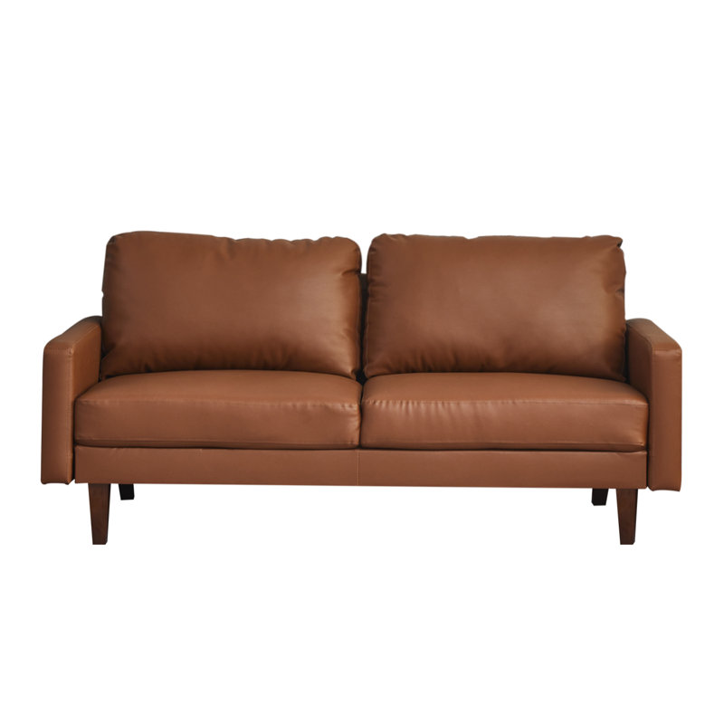 Brown Faux Leather 2-Piece Sofa and Loveseat Living Room Set