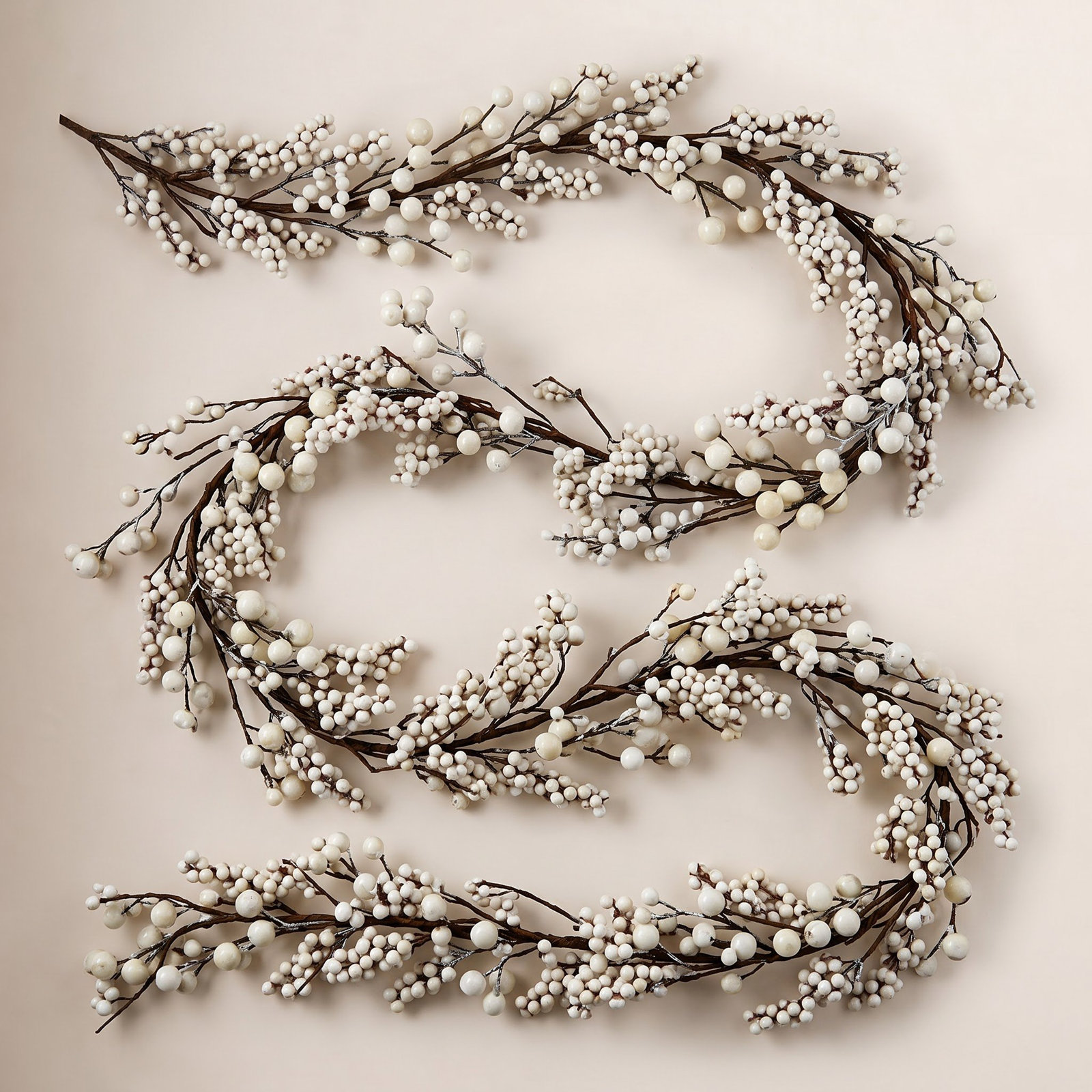 62" Winter Berry Christmas Garland, White