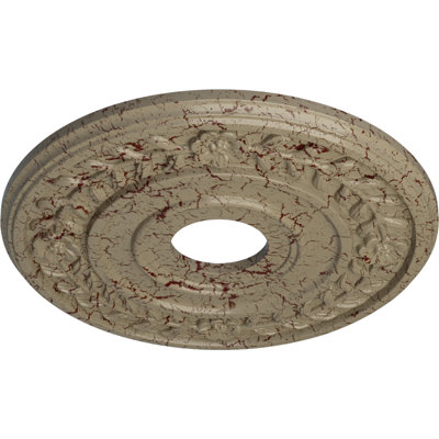 Endurathane Wreath Ceiling Medallion, 16 1/4"OD x 3 5/8"ID x 1"P (Fits Canopies up to 5 1/2"), Hand-Painted Gobi Desert Crackle Finish