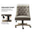 Chaise de travail capitonnée à boutons H 38,5 po Vail avec base en bois manufacturé et massif-293470521