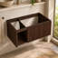 Armoire de salle de bain flottante noyer foncé avec deux portes rayées