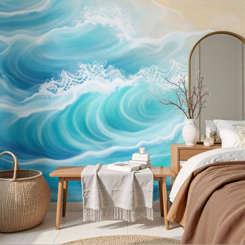 Papier peint auto-adhésif Ocean Waves Abstract, L 96 po x l 69 po