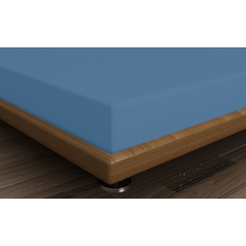 Premium 100% Cotton Fitted Sheet, Blue, 35.4 x 78.7 + 11.8 inches | 155 Thread Count, Soft & Breathable | Machine Washable at 86°F | Ideal for Comfortable Sleep, Durable & Easy Care