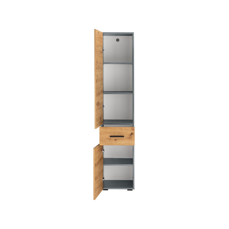Brygida Linen Cabinet, Anthracite/Oak