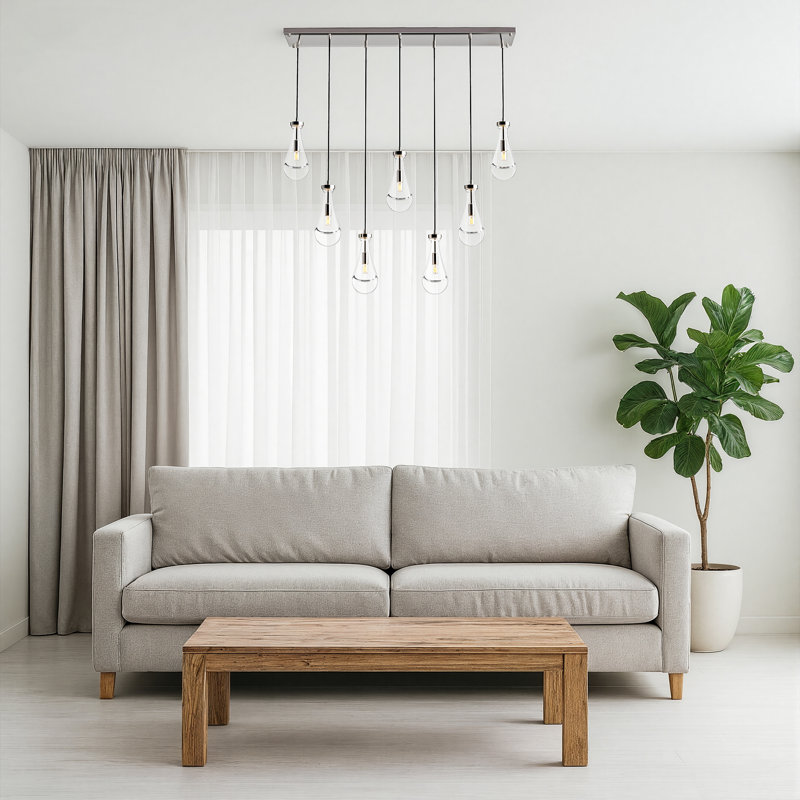 Luminaire suspendu en verre 7 lumières pour la cuisine du salon, Nickel
