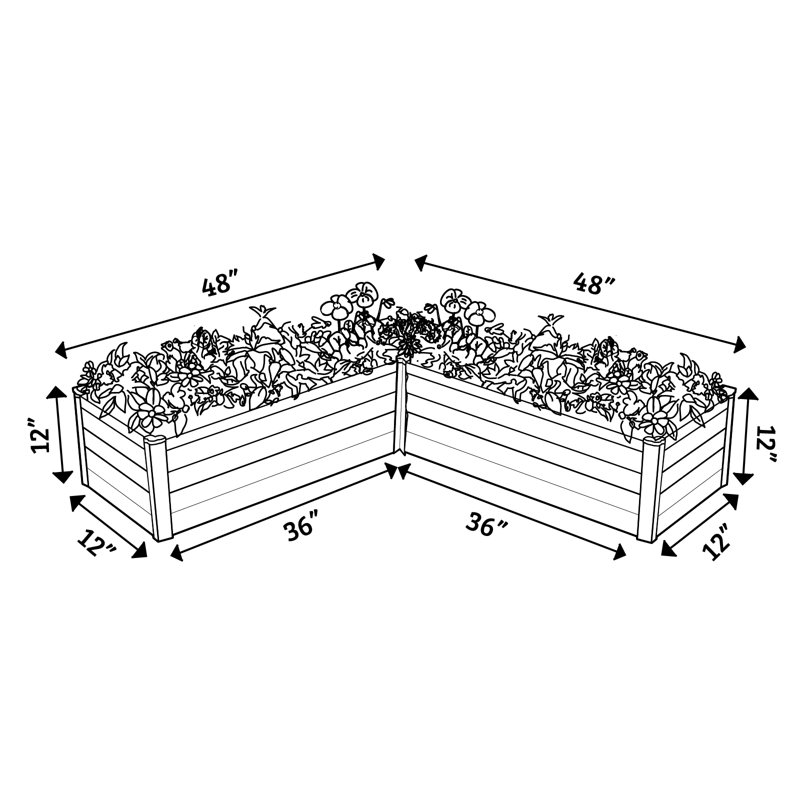The Organic Garden Co Hakea 4.9' x 4.9' x 1.3' Metal Galvanized Steel L Shaped Garden Bed Surfmist, Surfmist