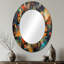 Parmodh orange et bleu géométrique vibrations II - grand miroir géométrique, miroir mural décoratif orange, impression d'art en métal-1040777715-1040777712