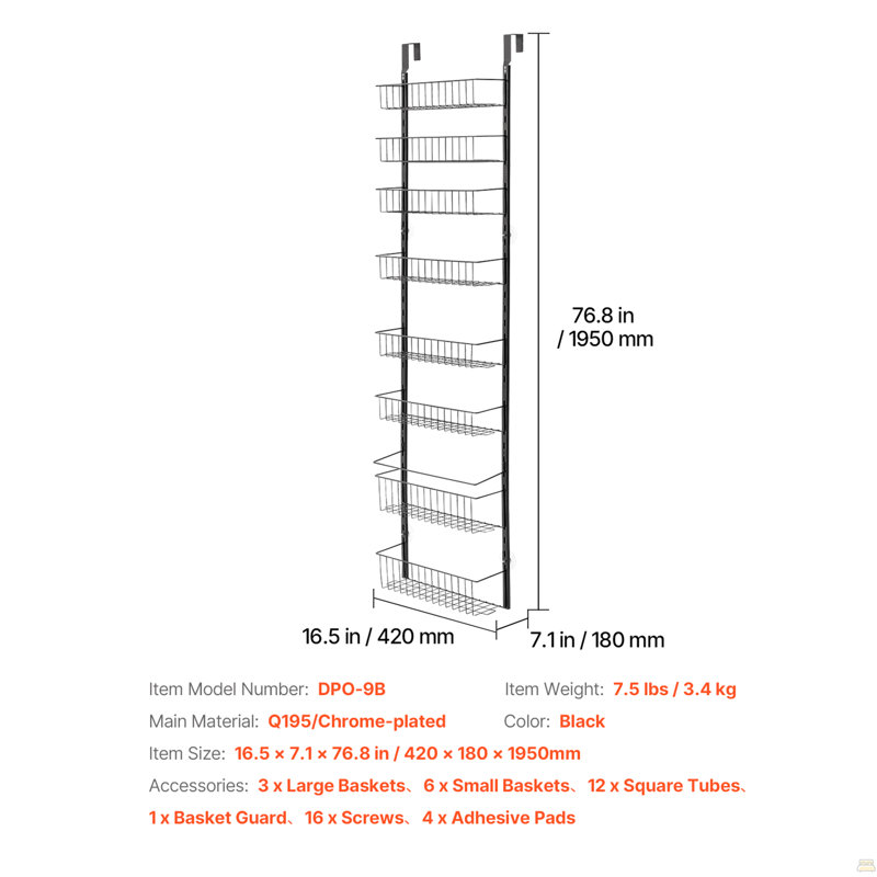 Étagère de rangement à 9 niveaux au-dessus de la porte